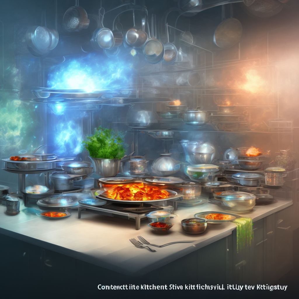 Contact with hot stove (kitchen), sequela digital illustration