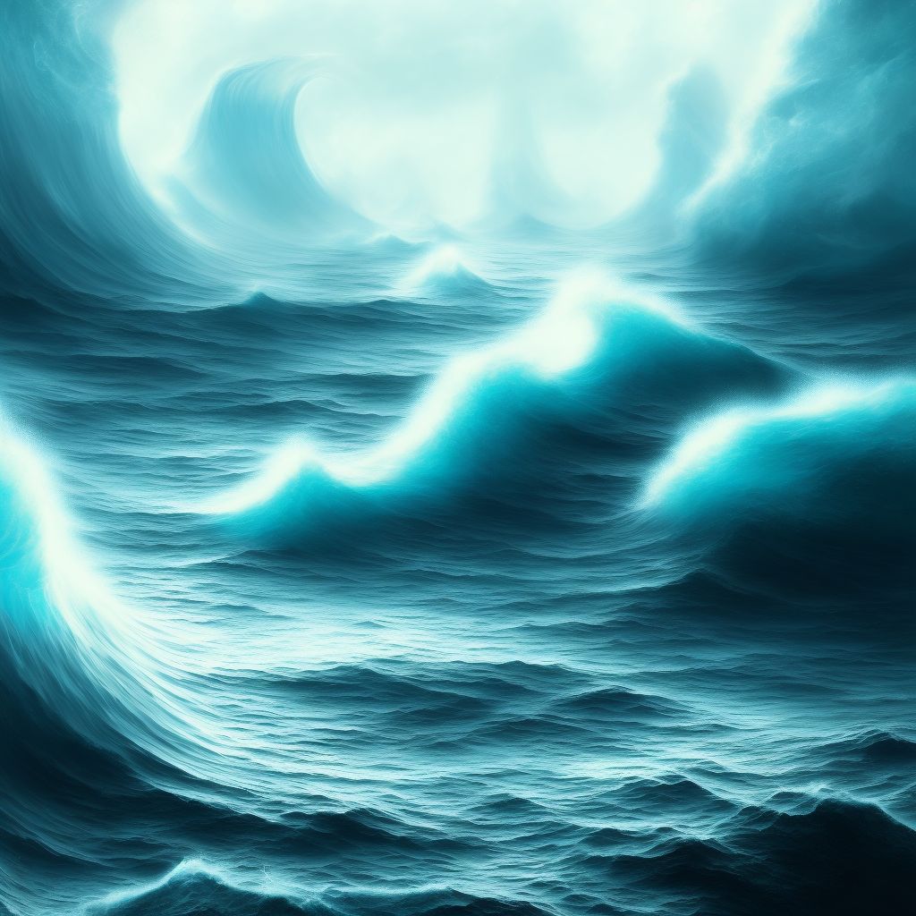 Tidal wave due to storm, sequela digital illustration