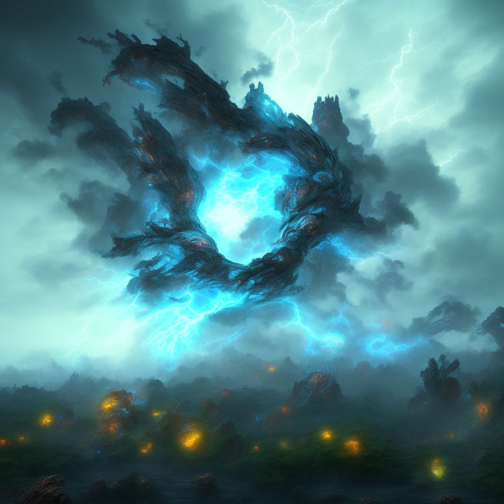 Unspecified cataclysmic storm, sequela digital illustration