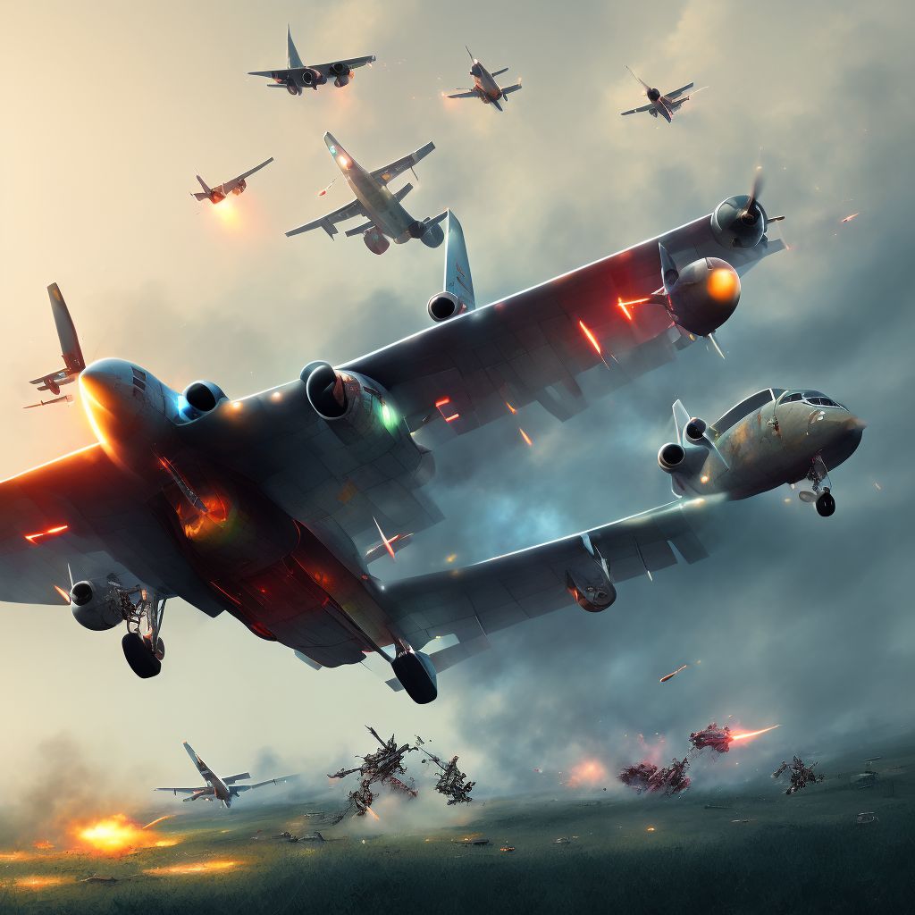 Assault by crashing of aircraft, initial encounter digital illustration