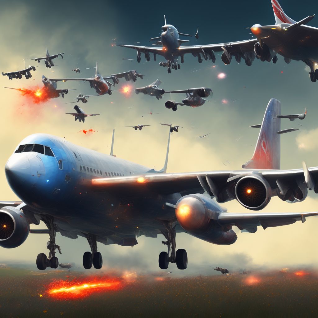 Assault by crashing of aircraft, subsequent encounter digital illustration