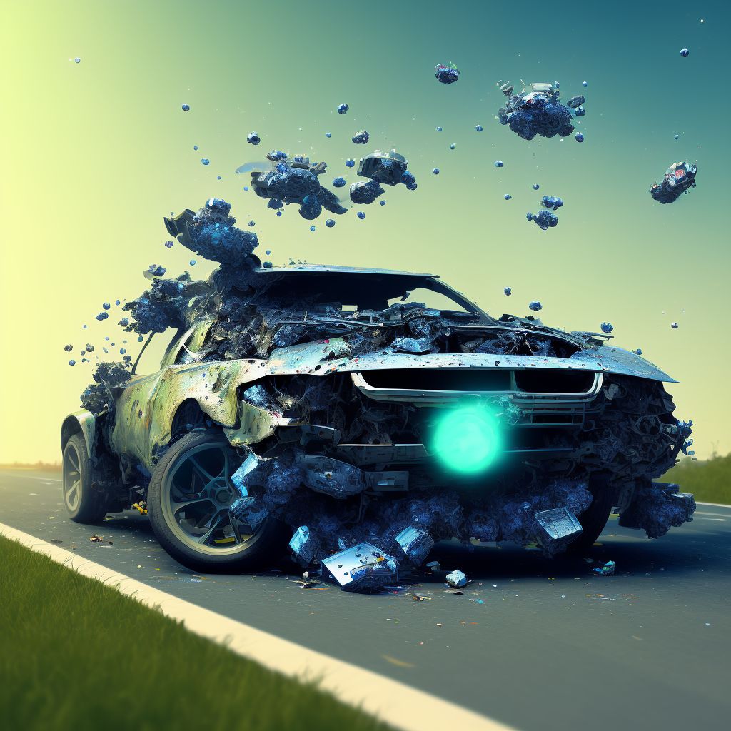 Crashing of motor vehicle, undetermined intent, subsequent encounter digital illustration