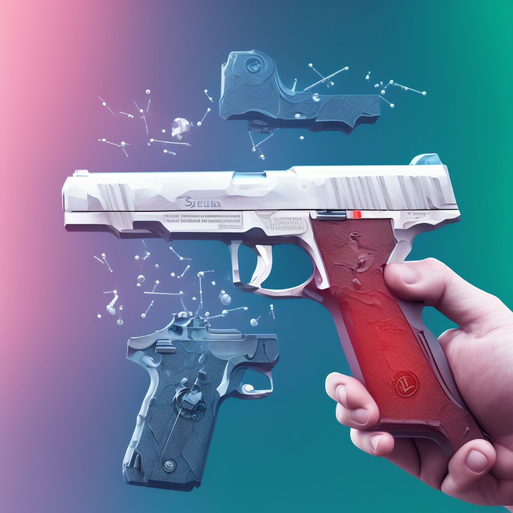 Legal intervention involving injury by handgun, unspecified person injured, sequela digital illustration