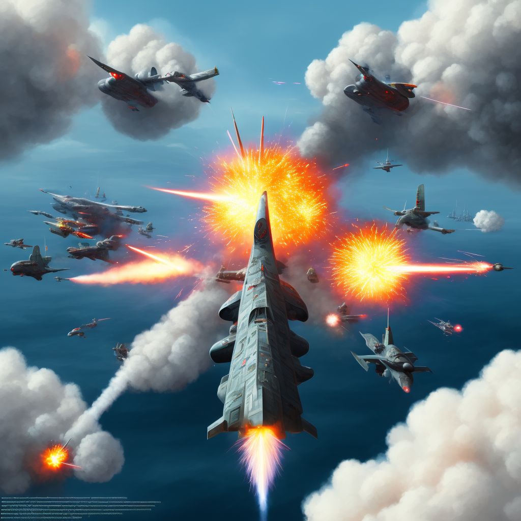 War operations involving explosion of torpedo, military personnel, subsequent encounter digital illustration