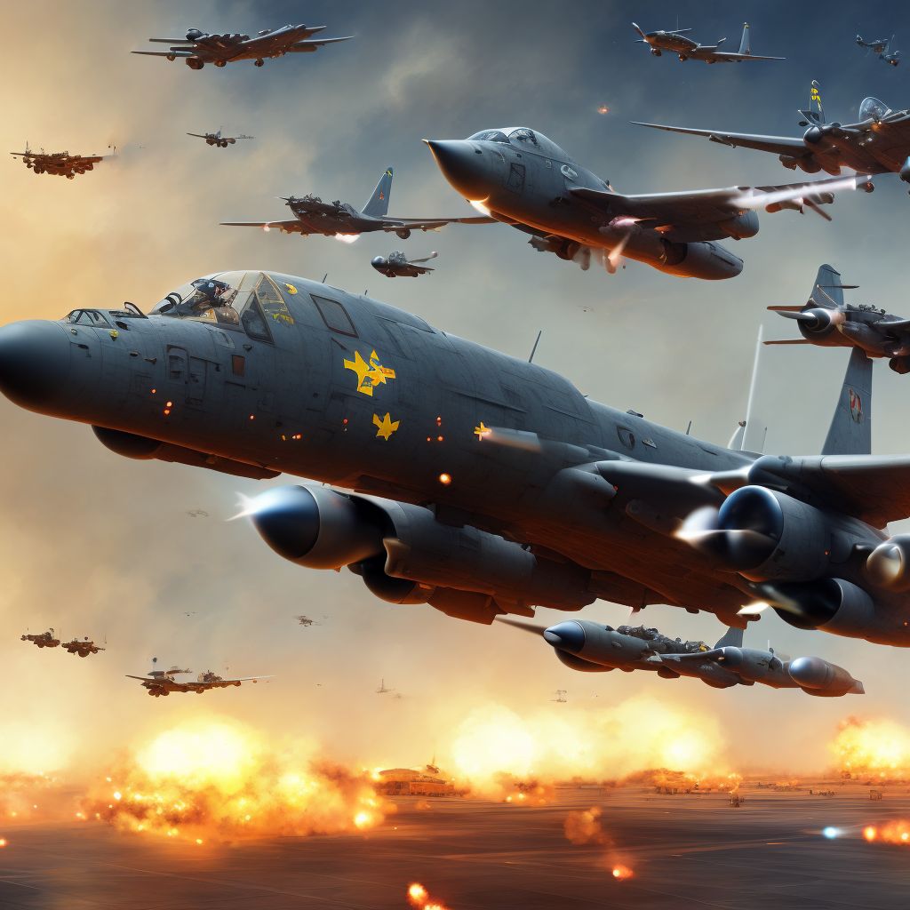 War operations involving unspecified destruction of aircraft, military personnel, sequela digital illustration