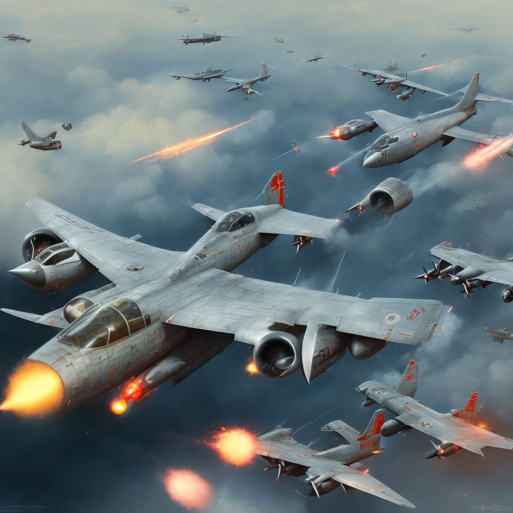 War operations involving unspecified destruction of aircraft, civilian, sequela digital illustration