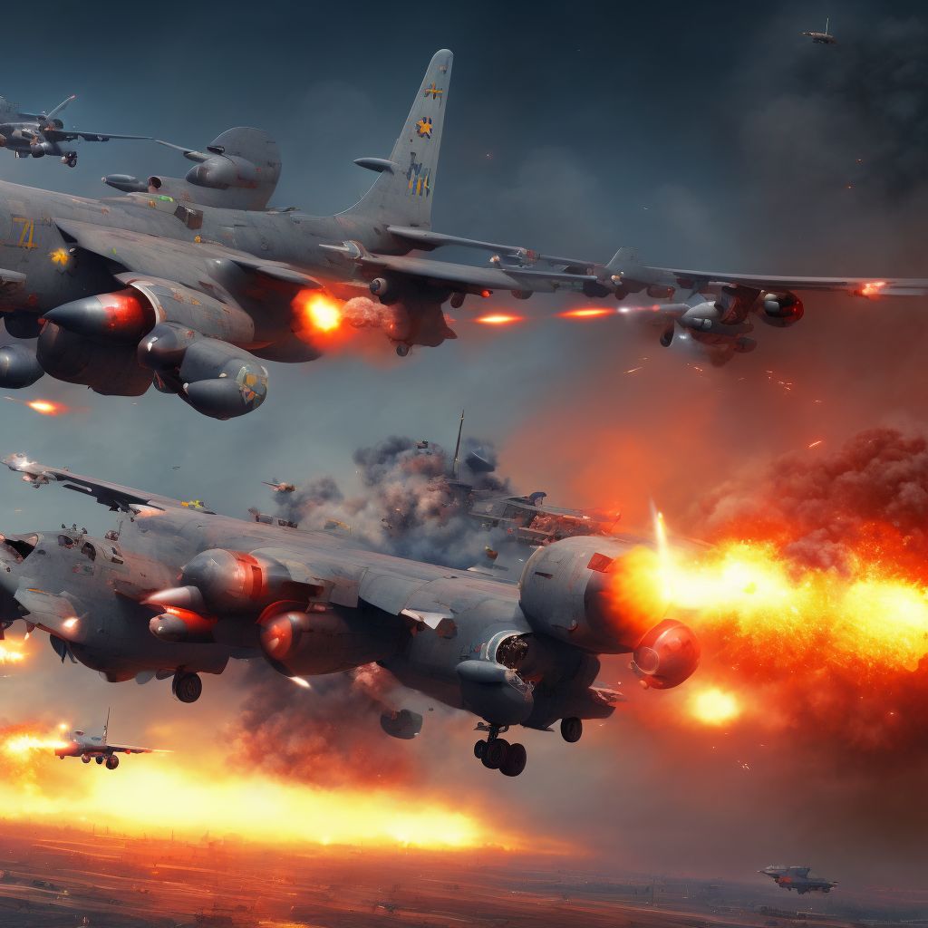 War operations involving other destruction of aircraft, military personnel, subsequent encounter digital illustration