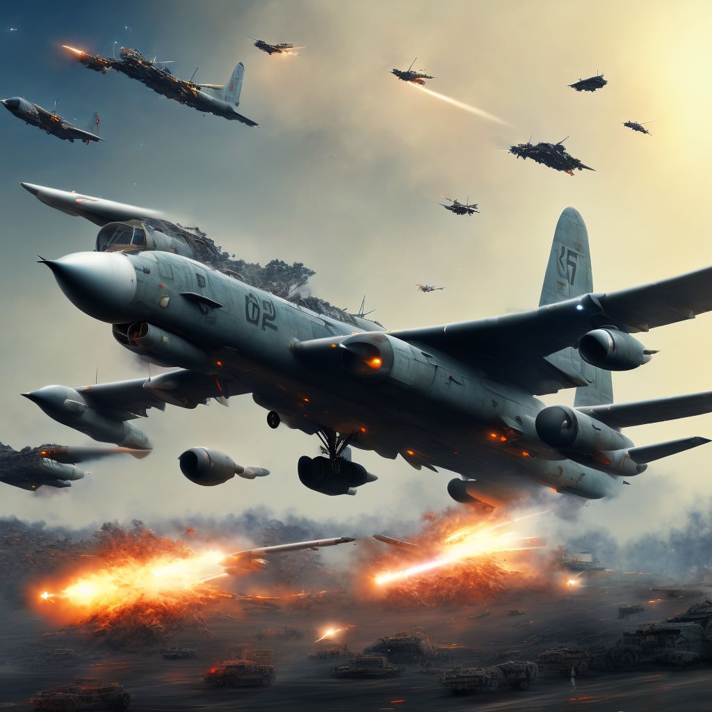 War operations involving other destruction of aircraft, civilian, subsequent encounter digital illustration