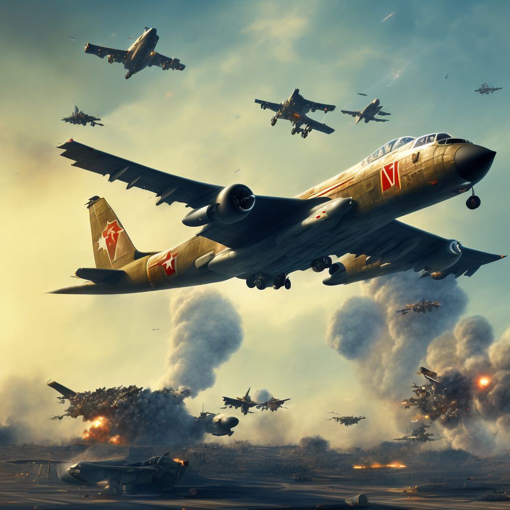 War operations involving other destruction of aircraft, civilian, sequela digital illustration