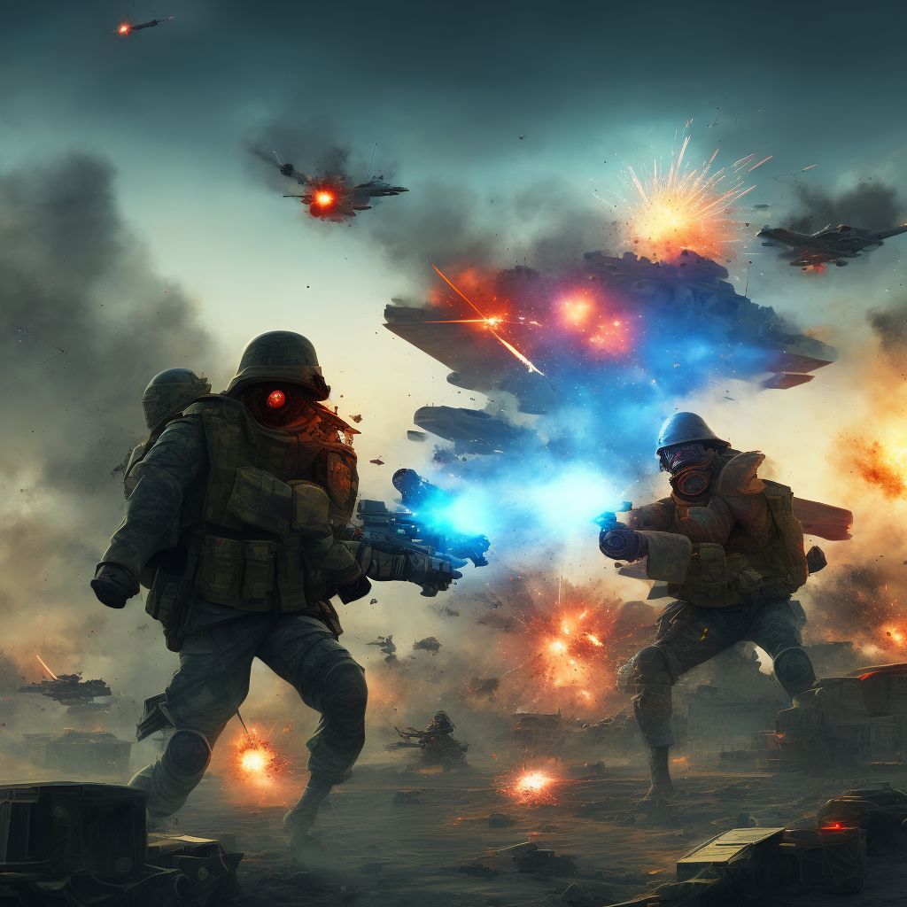 War operations involving explosion of improvised explosive device [IED], military personnel, sequela digital illustration