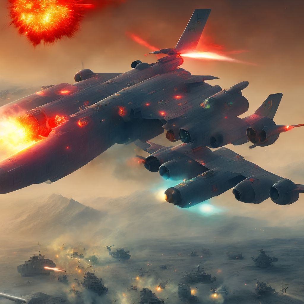 War operations involving thermal radiation effect of nuclear weapon, military personnel, sequela digital illustration