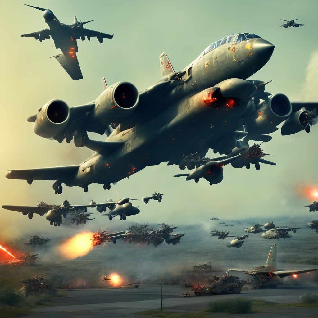 Military operations involving other destruction of aircraft, military personnel, subsequent encounter digital illustration