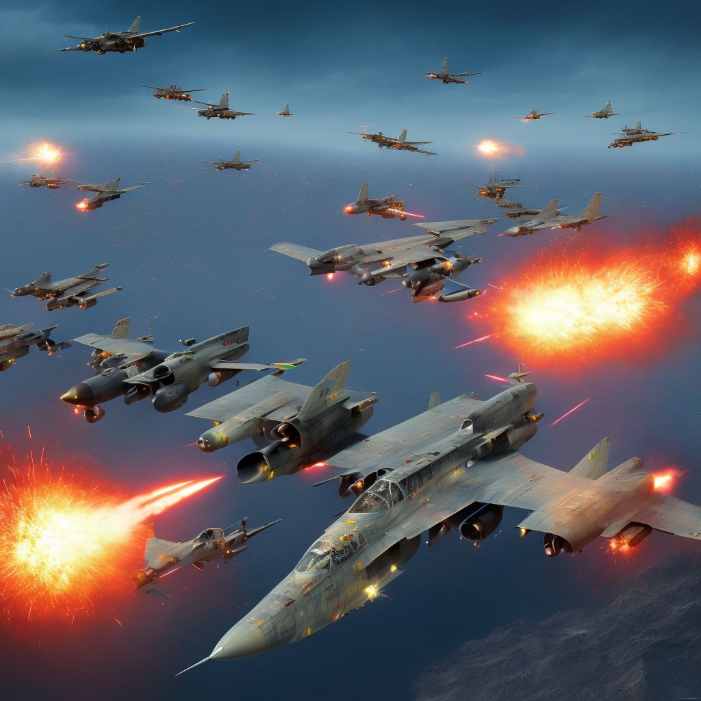 Military operations involving other destruction of aircraft, civilian, initial encounter digital illustration