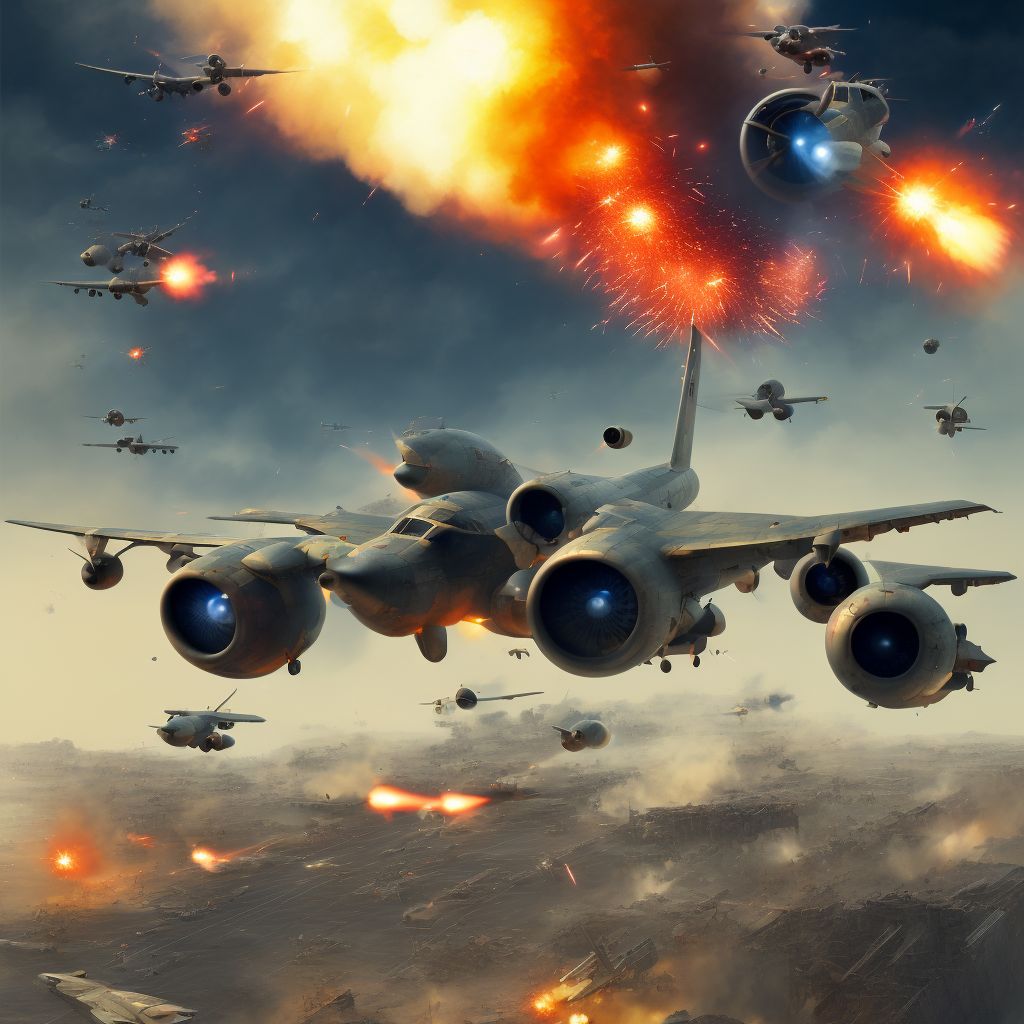 Military operations involving other destruction of aircraft, civilian, subsequent encounter digital illustration