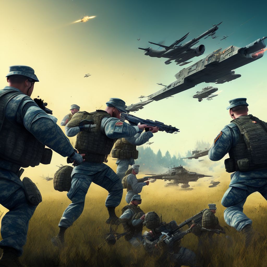 Military operations involving unarmed hand to hand combat, civilian, sequela digital illustration