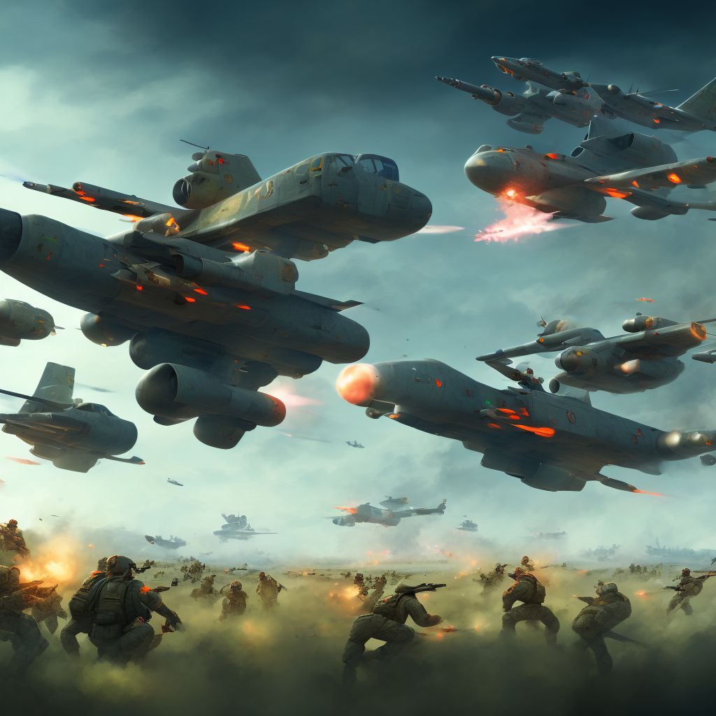 Military operations involving friendly fire, sequela digital illustration