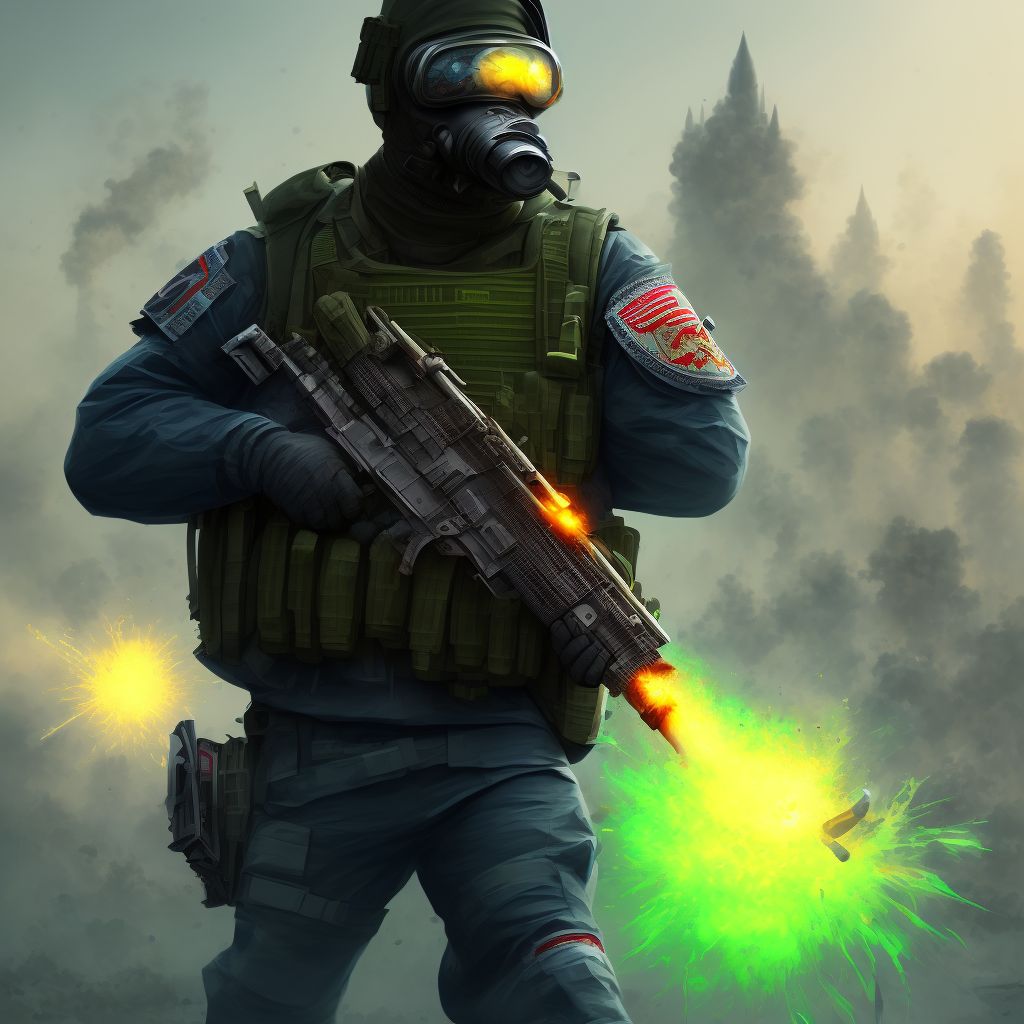 Terrorism involving chemical weapons, civilian injured, subsequent encounter digital illustration