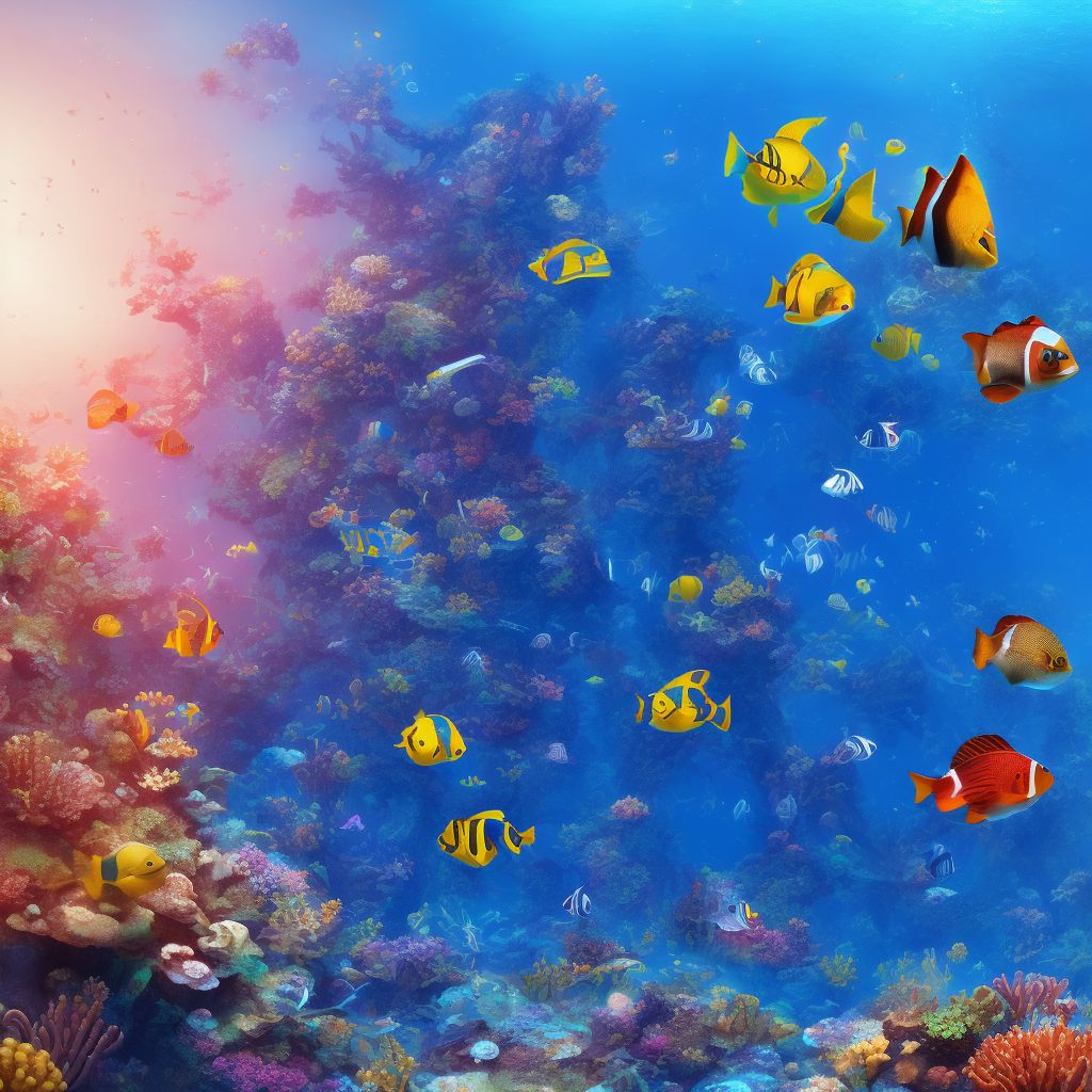 Activity, underwater diving and snorkeling digital illustration