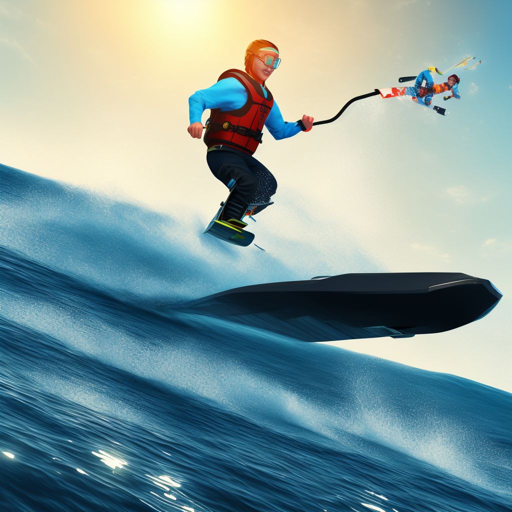 Activity, water skiing and wake boarding digital illustration