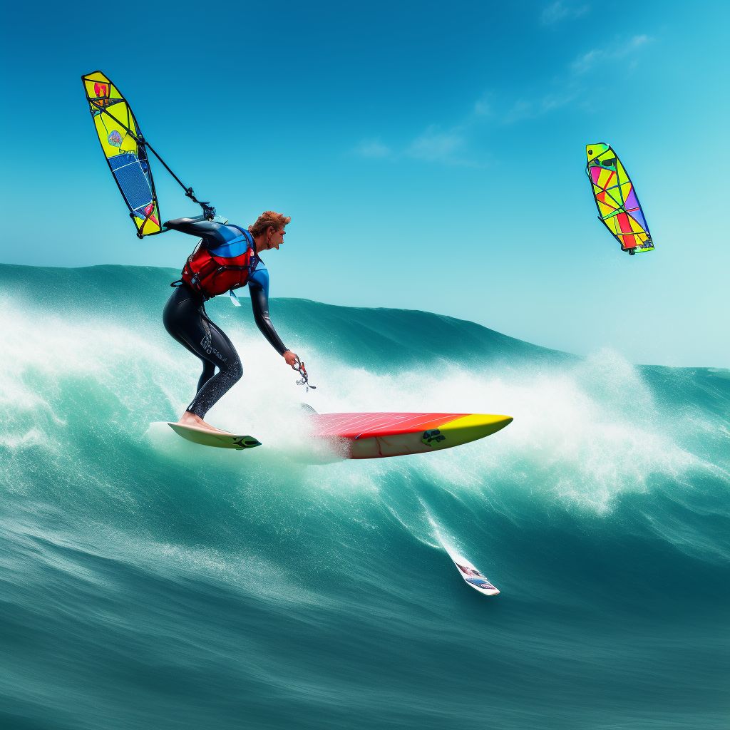 Activity, surfing, windsurfing and boogie boarding digital illustration