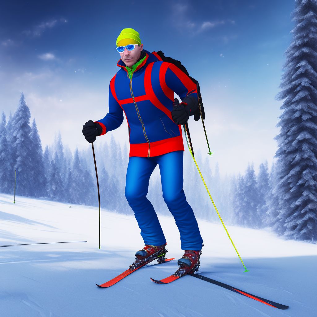 Activity, cross country skiing digital illustration