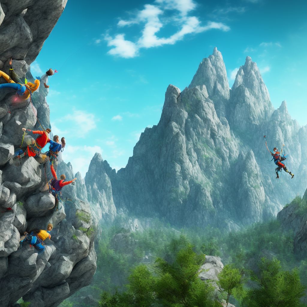 Activity, mountain climbing, rock climbing and wall climbing digital illustration