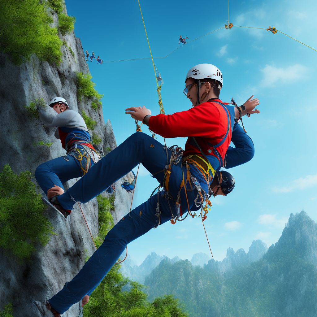 Activity, other involving climbing, rappelling and jumping off digital illustration