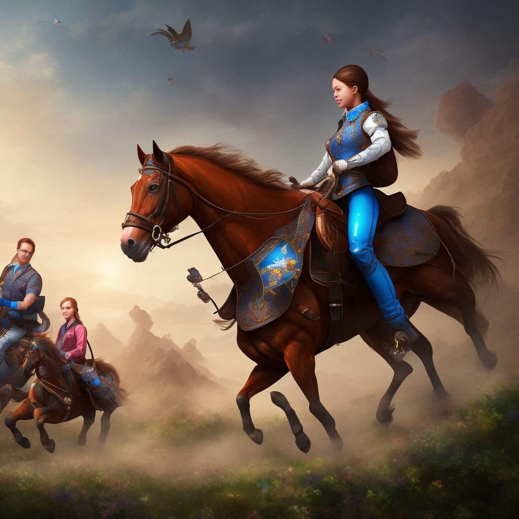 Activity, horseback riding digital illustration