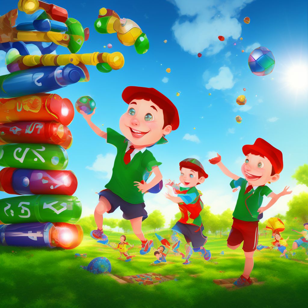 Activity, physical games generally associated with school recess, summer camp and children digital illustration