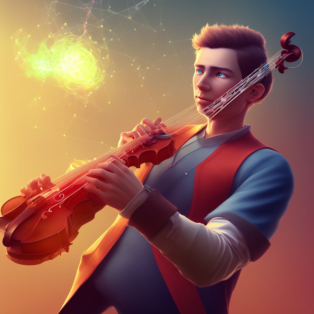 Activity, string instrument playing digital illustration